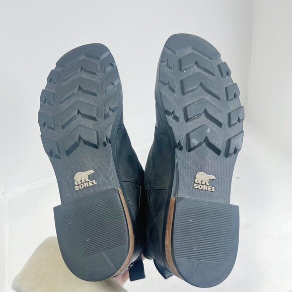 Sorel Emelie H2O Chelsea Boot Black Leather Waterproof Ankle Bootie Size 9 - Picture 8 of 10